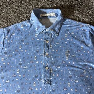 Criquet Polo Shirt Mens M Margarita Golf Beer All Over Print Good Time Casual